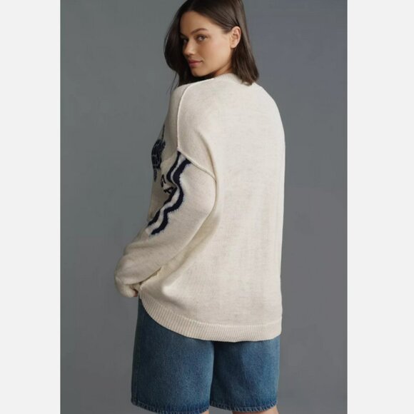 Anthropologie Pilcro Sea Turtle Cardigan Sweater Surf Bound Nautical Size 2X NWT - Picture 10 of 11